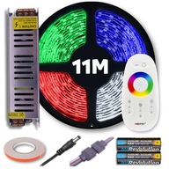 SET LED pásik RGB farebný + studená biela s diaľkovým ovládaním a napájaním 11M 12V