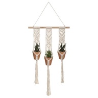 Stojan na rastliny Macrame na stenu s 3 umelými rastlinami BOHO