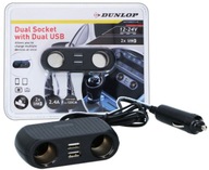 Rozbočovač zásuviek do autozapaľovača 2 x USB 12-24V rozbočovač DUNLOP