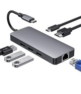 ADAPTÉROVÝ HUB USB-C 3x USB HDMI 4K RJ45 PD