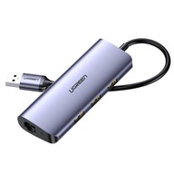 Adaptér UGREEN HUB, USB-C na 3xUSB 3.0A, 1x RJ45 (