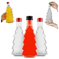 5x fľaša VIANOČNÝ STROMČEK 500ml SKLENENÉ FĽAŠE na likérové ​​tinktúry darček 0,5l