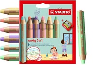 Pastelky Stabilo Woody 3v1 6xPastel + strúhadlo