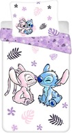 Obliečky 140x200 Lilo a Stitch biela fialová obliečka na vankúš 70x90 BAVLNA