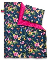 MINKY SET 75x100 HUMMINBERS FLOWERS PINK NAVY