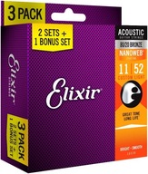 Elixir 16538 Nanoweb 80/20 bronzové struny pre akustickú gitaru 3 balenie