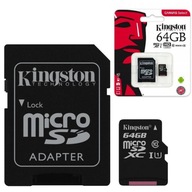 KINGSTON CARD MICROSD 64GB MICRO CL10 SD ADAPTÉR