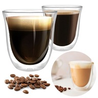 SET 2ks sklenené poháre termohrnčeky 220ML na dvojsklo na kávu