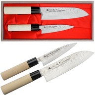 Satake Nashiji prírodná japonská sada 2 nožov Santoku 17cm univerzálne 12cm