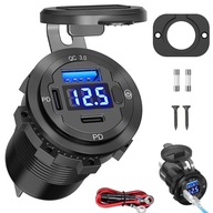 NABÍJAČKA DO AUTO 2 PD 20W USB QC 3.0 VOLTMETER