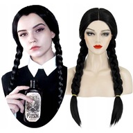 Čierna parochňa Wednesday Addams Dlhé vrkoče Vlasy Black Halloween Prom