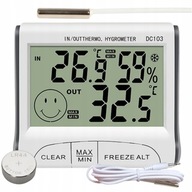 DIGITÁLNY TEPLOMER HYGROMETER METEOSTANICA LCD HODINY Snímač dátumu VLHKOSŤ