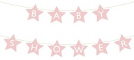 Banner s nápisom baby shower, svetloružové hviezdy 29