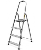 Hliníkový domáci rebrík DRABEST 4 schodíky + HÁK