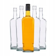 5x WALKER SKLENENÉ FĽAŠE 1000 ml 1l NA WHISKY, VODKU, KOŇAKY, BIMBERS, LIKÉRY