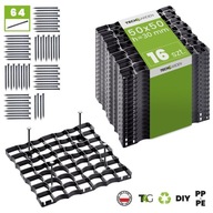 16x Parkovacia tráva Tráva 50x50x3 + 64 kotiev