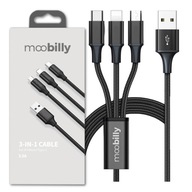 USB KÁBEL 3v1 NABÍJAČKA PRE IPHONE MICRO-USB USB C