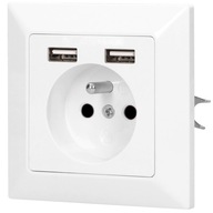 Elektrická splachovacia zásuvka 230V + 2x USB nástenná zásuvka s nabíjačkou