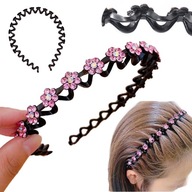 HAIR BAND klasický hrebeňový štras kamienkami pružinová špirála vlásenka gumička