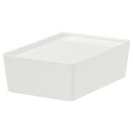 IKEA KUGGIS Nádoba s vekom, biela, 18x26x8 cm