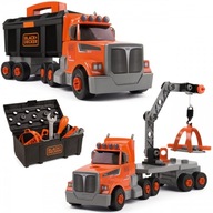 Smoby Truck 3v1 Black+Decker Tools Crane 60 Accs.