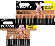 Alkalické batérie ORIGINÁL Duracell Basic 10x LR06 AA a 10x LR03 AAA