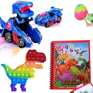 SET HRAČIEK PRE CHLAPCA DINOSAUR-AUTO POPIT 4 ks