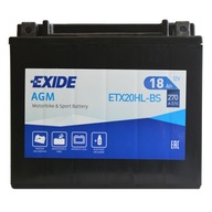 EXIDE ETX20HL-BS 12V 18Ah 270A YTX20HL P+