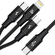 BASEUS KÁBEL 3V1 USB-C na LIGHTNING TYP-C MIKRO KÁBEL 20W PD 3,5A 1,5M