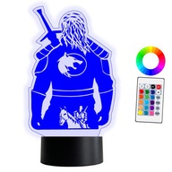 XL LED NOČNÁ LAMPA 3D Zaklínač Geralt 16 farieb + Diaľkové ovládanie NAME Gravírovanie