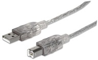Manhattan USB 2.0 A-B M/M USB kábel, 3m, strieborný