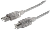 Manhattan USB 2.0 A-B M/M USB kábel, 5m, strieborný