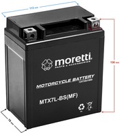 GÉLOVÁ BATÉRIA MTX7L-BS SKÚTER MORETTI MOTOCYKEL