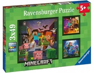 Puzzle 3x49 Minecraft Ravensburger pre deti od 5 rokov