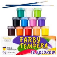 Temperové plagátové farby, sada 12 farieb, 20 ml