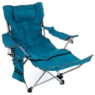 Kempingová stolička s odnímateľnou opierkou nôh, modrá