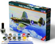 Mistercraft D-202 P-40E Aleutian Tiger 1:72 + farby 2 štetce lepidlo