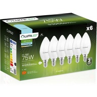 6x E14 LED SVIEČKOVÁ Žiarovka 10W = 75W 1055lm 6500K Studená LUMILED