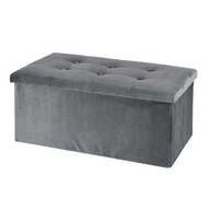 Pouffe Storage Sivá čalúnená pohovka do obývačky, 76 cm zamatová