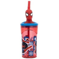 Hrnček so slamkou a 3D figúrkou SPIDERMANA, 360 ml