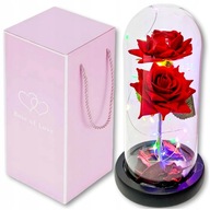 Červená ruža v sklenenej LED dekoratívnej krabičke ako darček