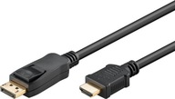 DisplayPort HDMI kábel, pozlátený, čierny, 3 m