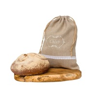 Ľanová taštička na chlieb s čipkou a výšivkou