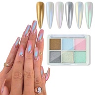 6 X PALETKA PERLA NAIL POWDER MERMAID EFEKT