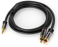 PC MINI JACK KÁBEL na 2x RCA CHINCH 5m dlhý AUX GOLD