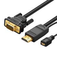 Adaptér HDMI na VGA MM101, okrúhly, 1,5 m (čierny)