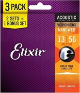 Elixir 16546 Nanoweb struny pre akustickú gitaru (13-56) 3 balenie