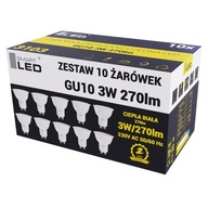 10x LED ŽIAROVKA GU10 3W Teplá biela - 3000K