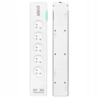 Predlžovací kábel Power Strip 5 zásuviek 2xUSB