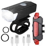 SET LED SVETLÁ NA BICYKEL USB PREDNÉ ZADNÉ